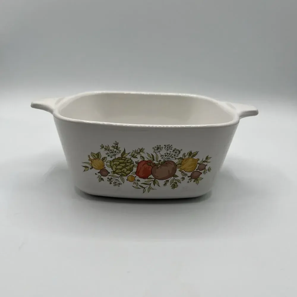 Vintage CorningWare P-43-B 2.75 Cup Casserole Dish Vegetable Pattern Spice Of